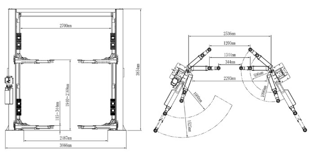 A245AC (AMGO A245AC) Подъемник двухстоечный 4.5 т. асимметричный (СНЯТ С ПРОИЗВОДСТВА)