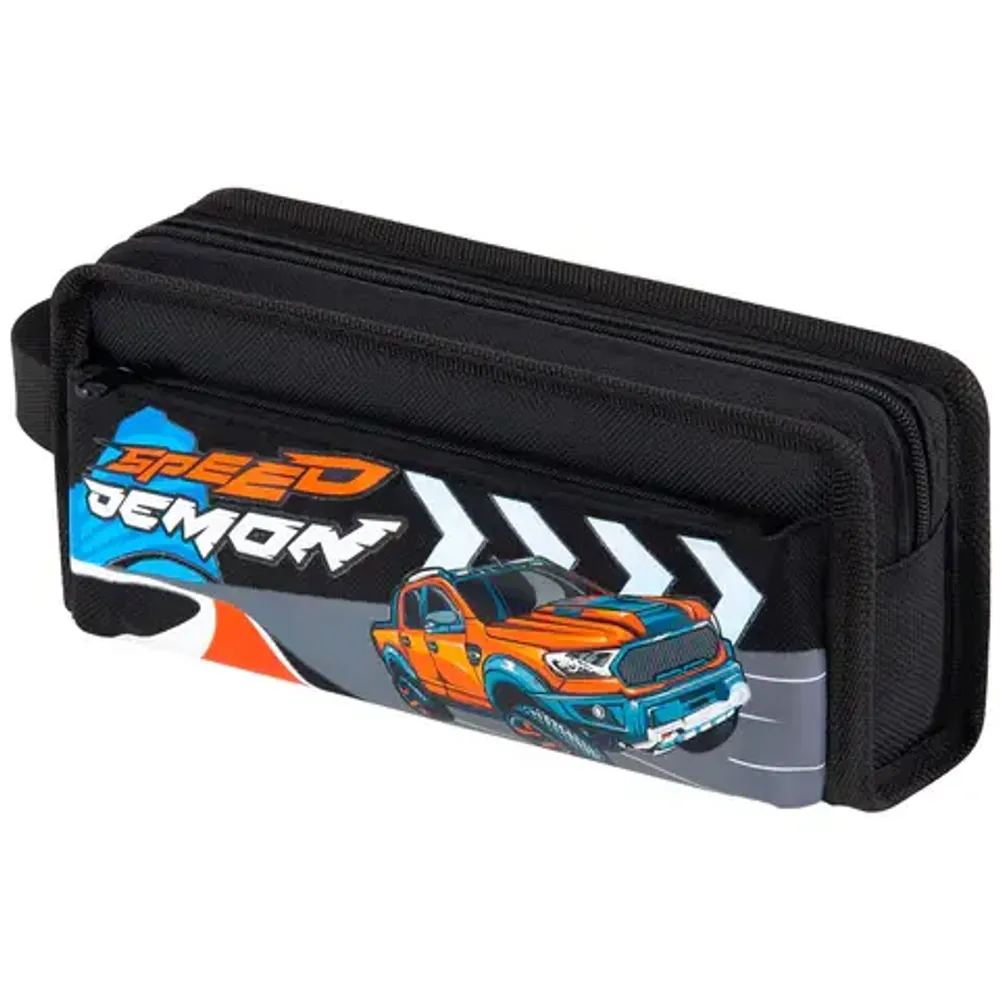 Пенал мягкий 2 отделения 210х80х60 Юнландия Speed demon, полиэстер