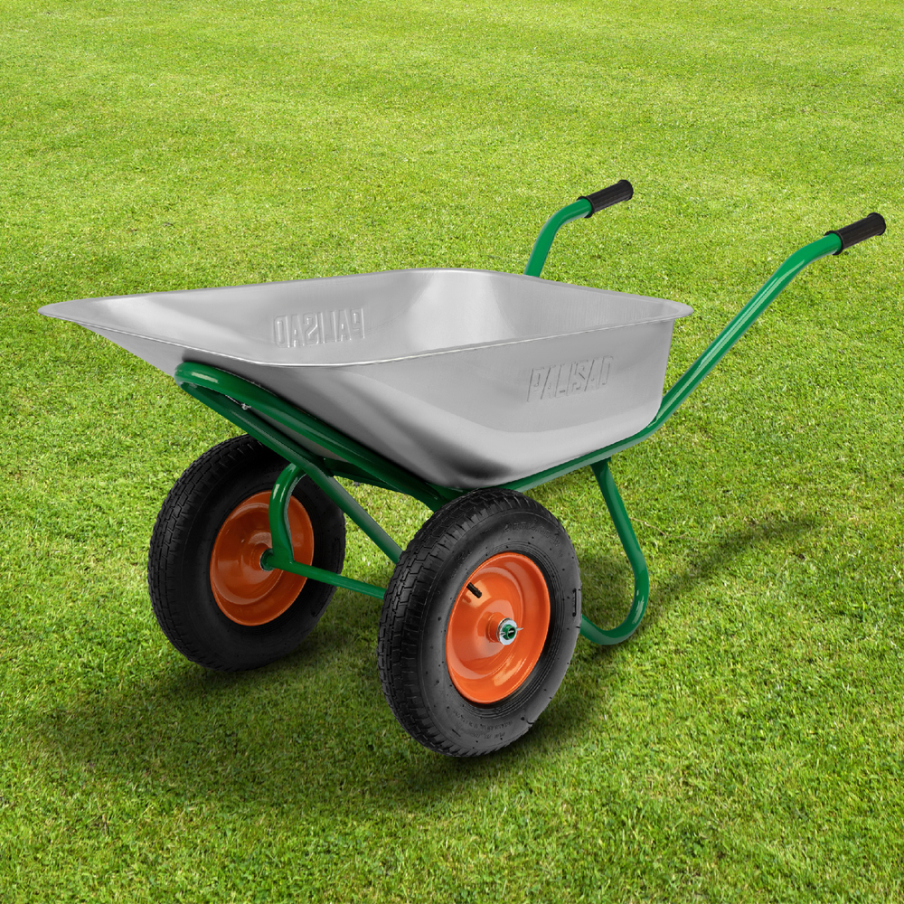 Тачка садово-строительная, 2-х колесная, усиленная, грузоподъемность 320 кг, объем 90 л Palisad