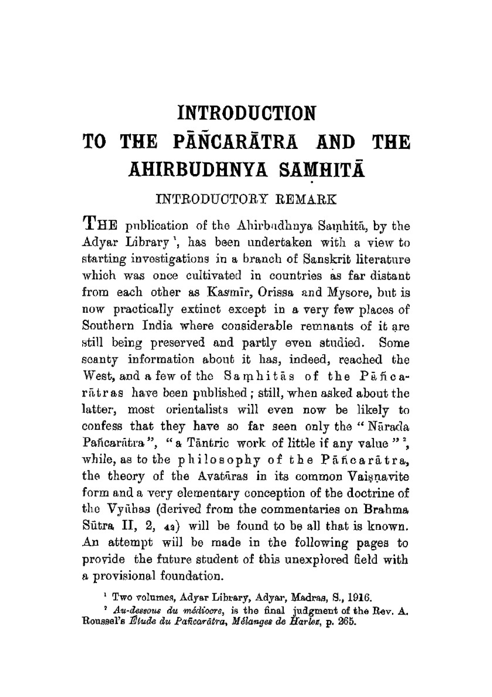 Introduction to the Pancaratra and the Ahirbudhnya Samhita by F. Otto Schrader | Friedrich Otto Schrader