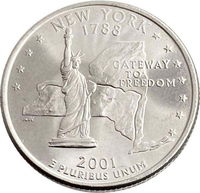 25 центов (1/4 доллара, квотер) 2001 США «Штат Нью-Йорк» (P)