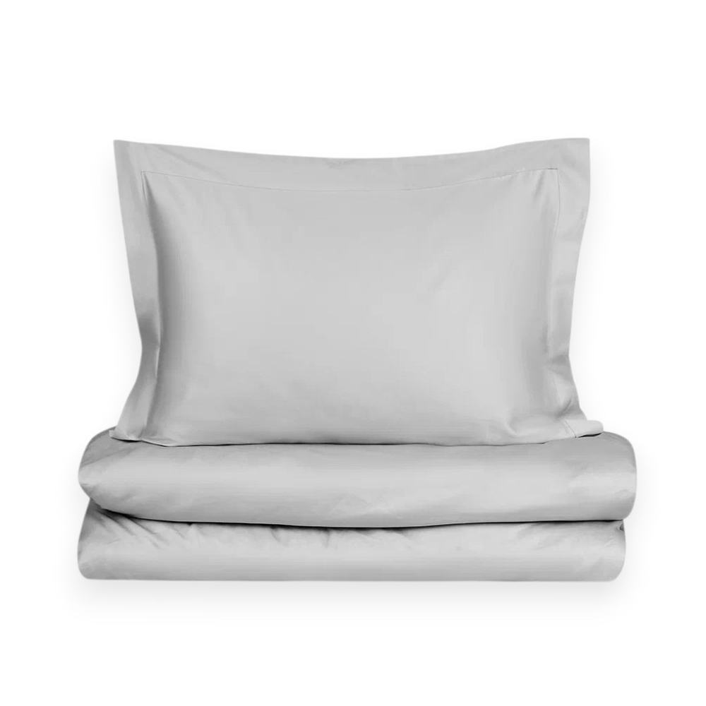 Комплект из сатина ПЕРСЕЯ наволочка + пододеяльник 1,5-сп | светло-серый