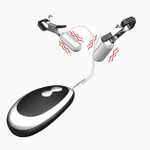 Вибро-зажимы для сосков с пультом ДУ (Цвет: серебряный с черным)