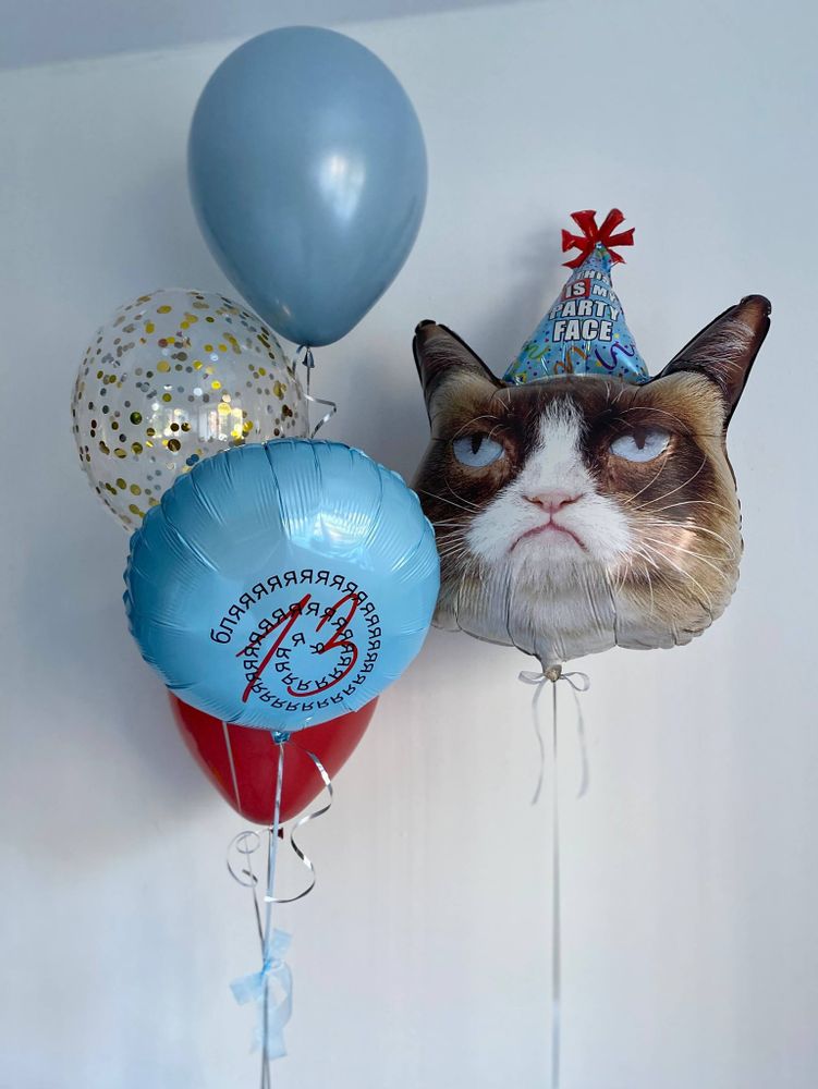 Воздушные шары сердитый кот в колпаке №3591
