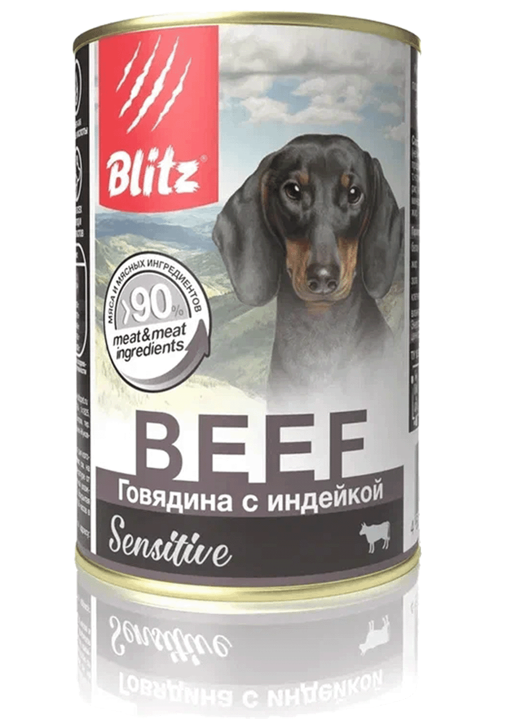 Консервы для собак BLITZ Говядина с Индейкой для собак 24 шт по 400 г