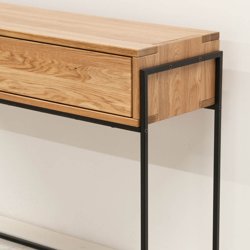 Туалетный столик, 123х35х80, G+K, консоль, журнальный столик, консольный в стиле лофт, для маникюра, массив дикого дуба, MAKOSA