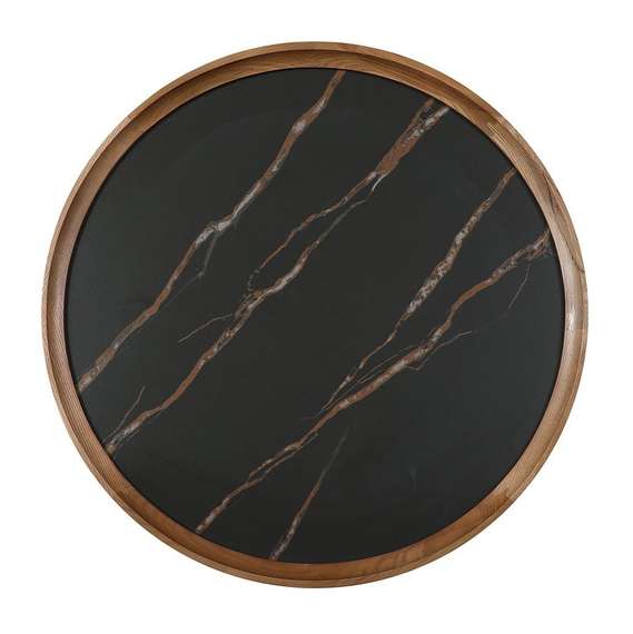 Журнальный столик Vario Ø60х52 см, черная керамика, орех