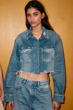 CROP ДЖИНСОВЫЙ ТОНКИЙ ПИДЖАК TRF - ZARA