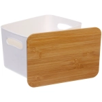 Контейнер для хранения с бамбуковой крышкой «БРАМИНГЕМ», цвет белый, 26*18*16.5см