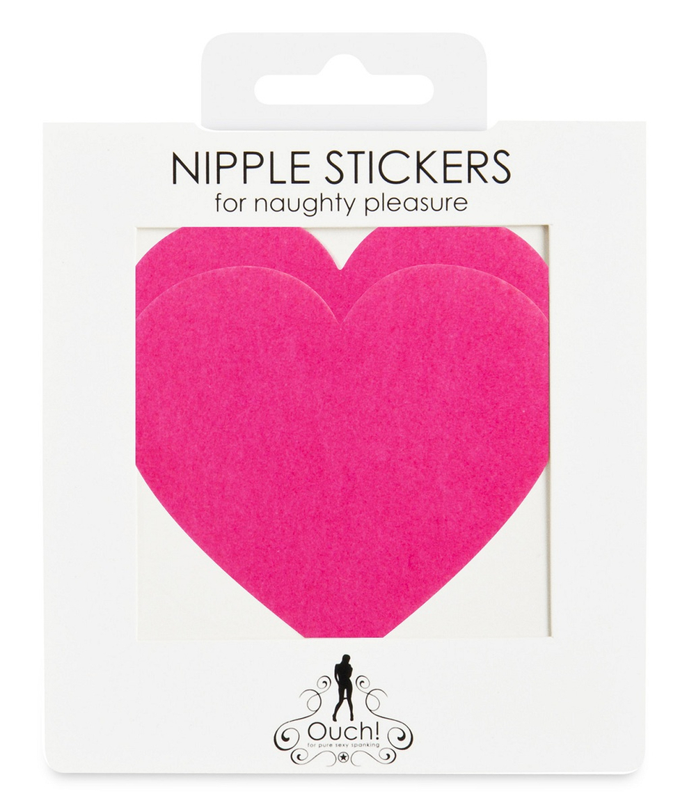 Розовые наклейки на грудь в форме сердечек