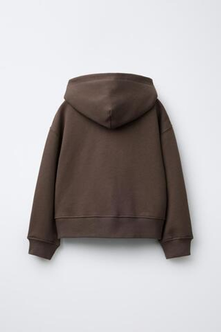 ZARA ТОЛСТОВКА НА МОЛНИИ С ТЕКСТОМ, КОРИЧНЕВЫЙ