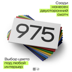 Номер на дверь 975, табличка на дверь для офиса, квартиры, кабинета, аудитории, склада, белая 120х70 мм, Айдентика Технолоджи