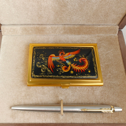 Набор подарочный "Жар-птица" gold с ручной росписью в футляре