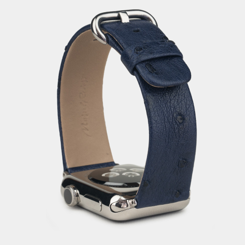 Ремешок для Apple Watch 40/41/42 mm из кожи страуса, синего цвета