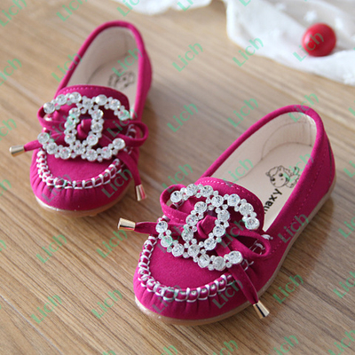 Мокасины детские замшевые с бантом и пряжкой из страз