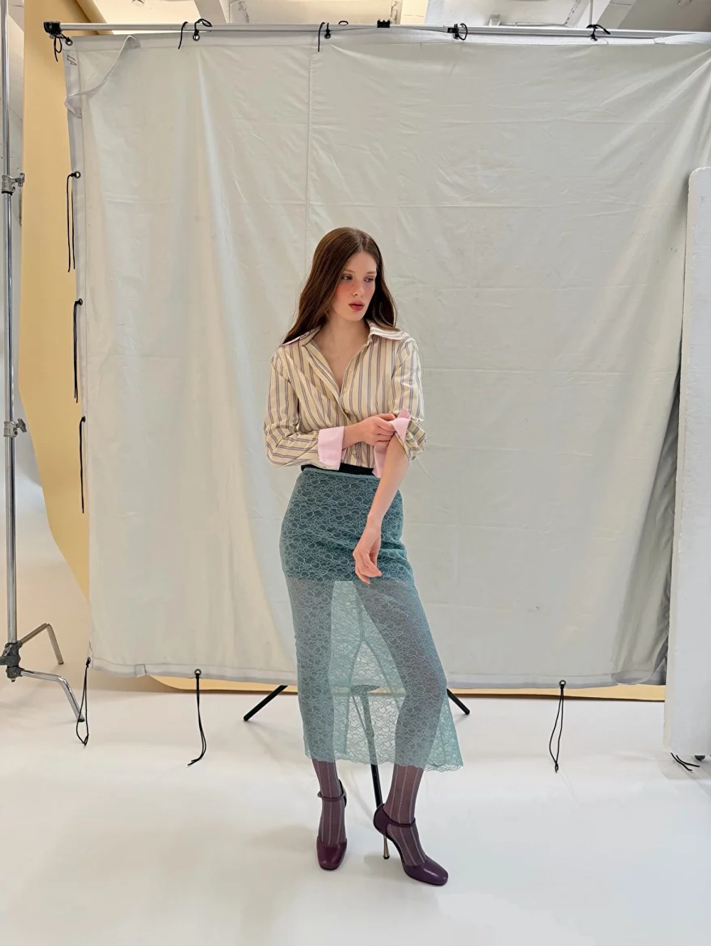 Рубашка в полоску "yellow"