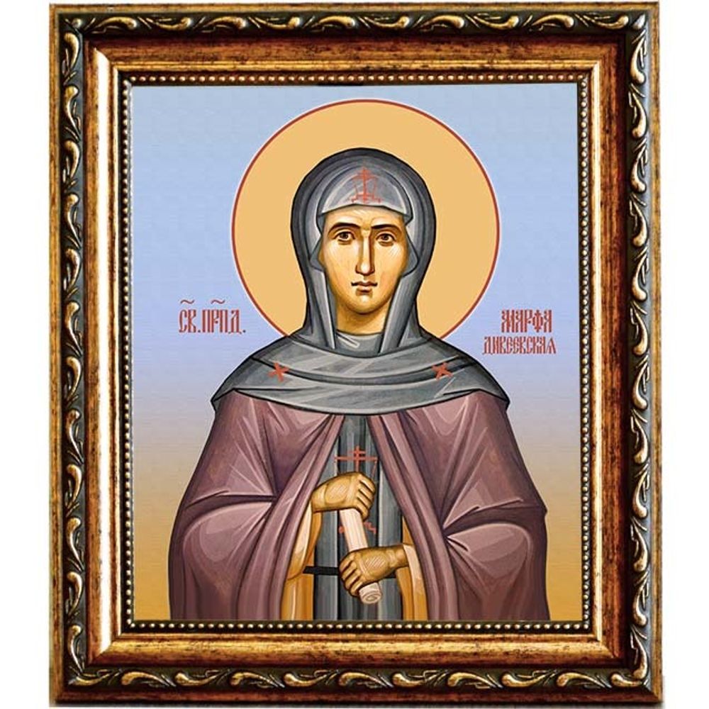 Марфа Дивеевская (Милюкова) преподобная. Икона на холсте. В раме 15 х 18 см.