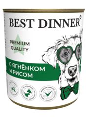 Best Dinner Premium Меню №5 консервы для взрослых собак и щенков с 6 мес (ягненок с рисом) 340 гр