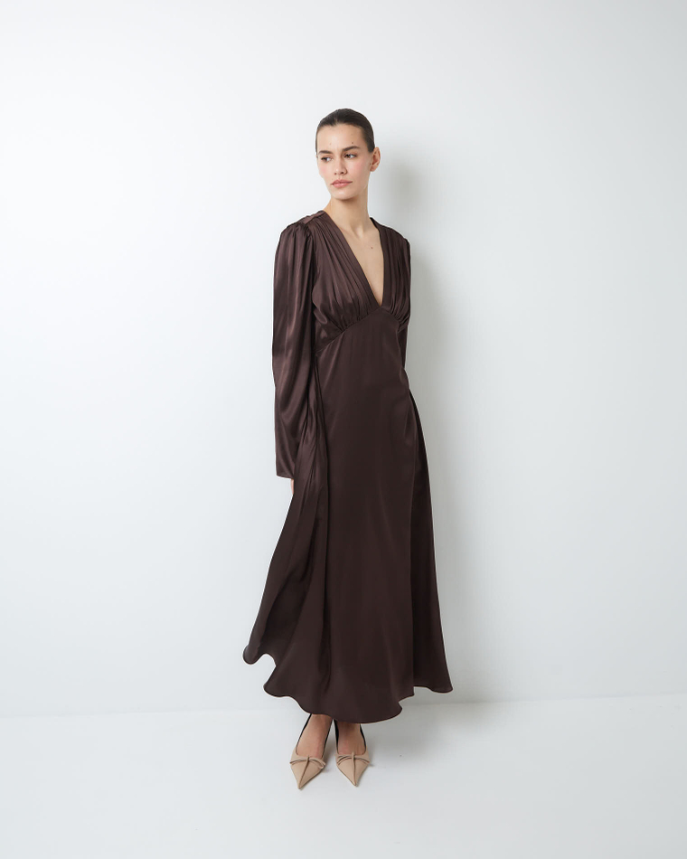 Платье из шелка Берберри шоколад