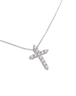 Колье-крест с цирконами, серебро