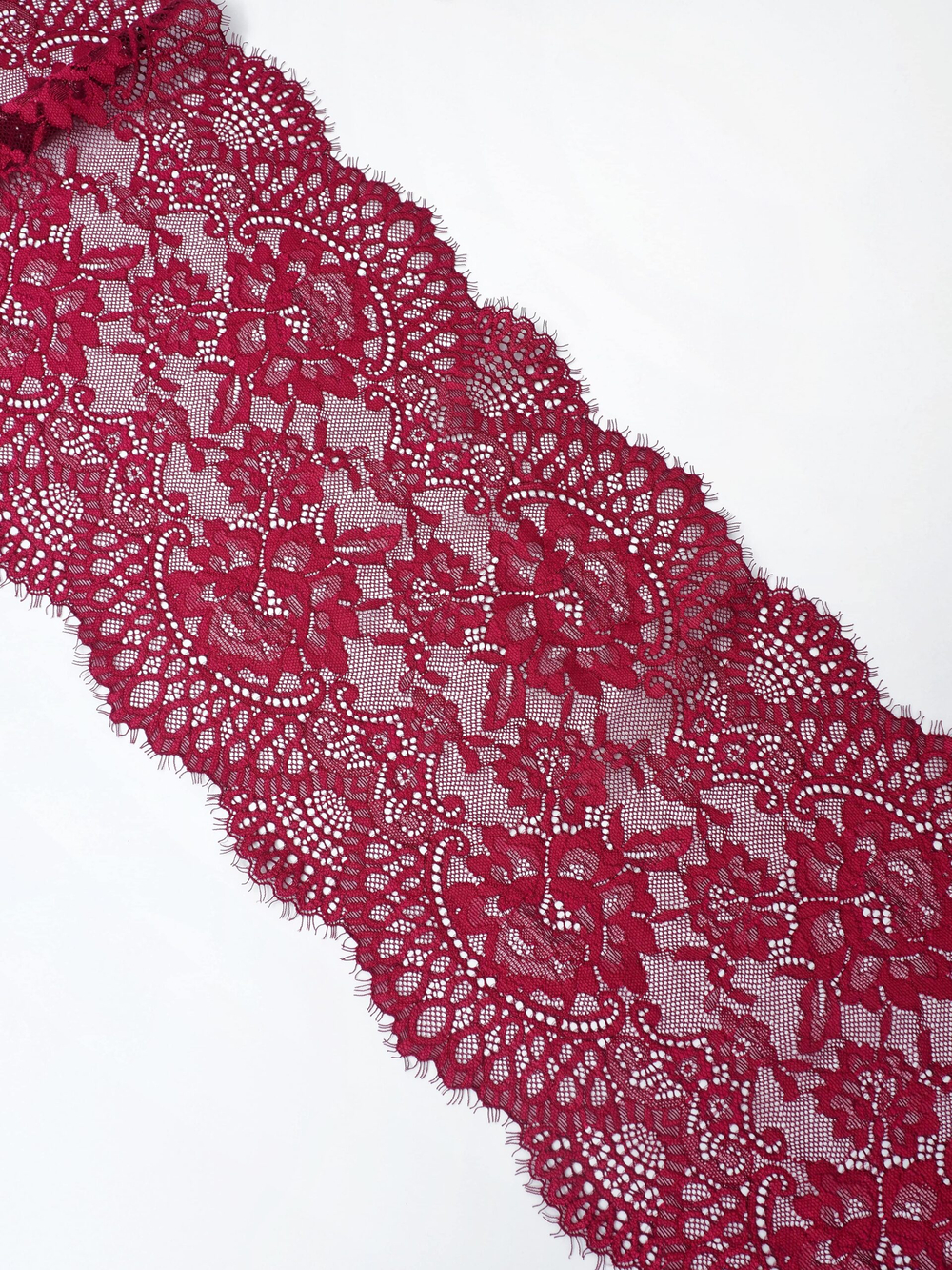 Кружево шантильи гранат эластичное ширина 22 см