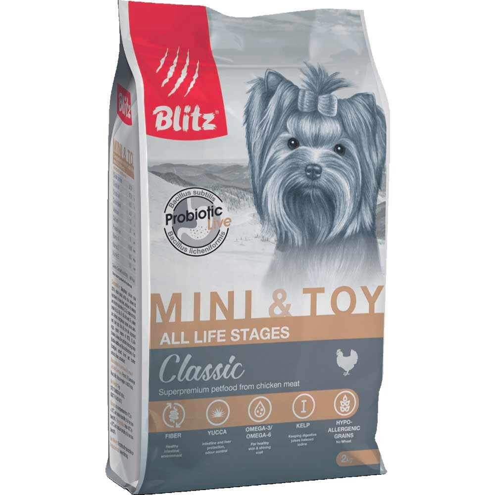 Blitz Classic корм для собак мини пород с курицей и рисом (Adult Mini & Toy Breeds Chicken&Rice)
