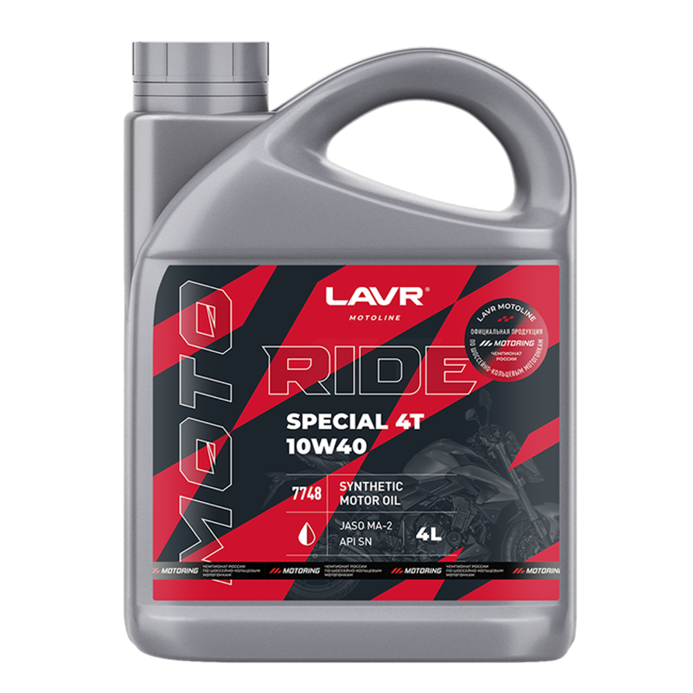 Моторное масло LAVR MOTO RIDE SPECIAL 4Т 10W40 SN, 4 л LN7748