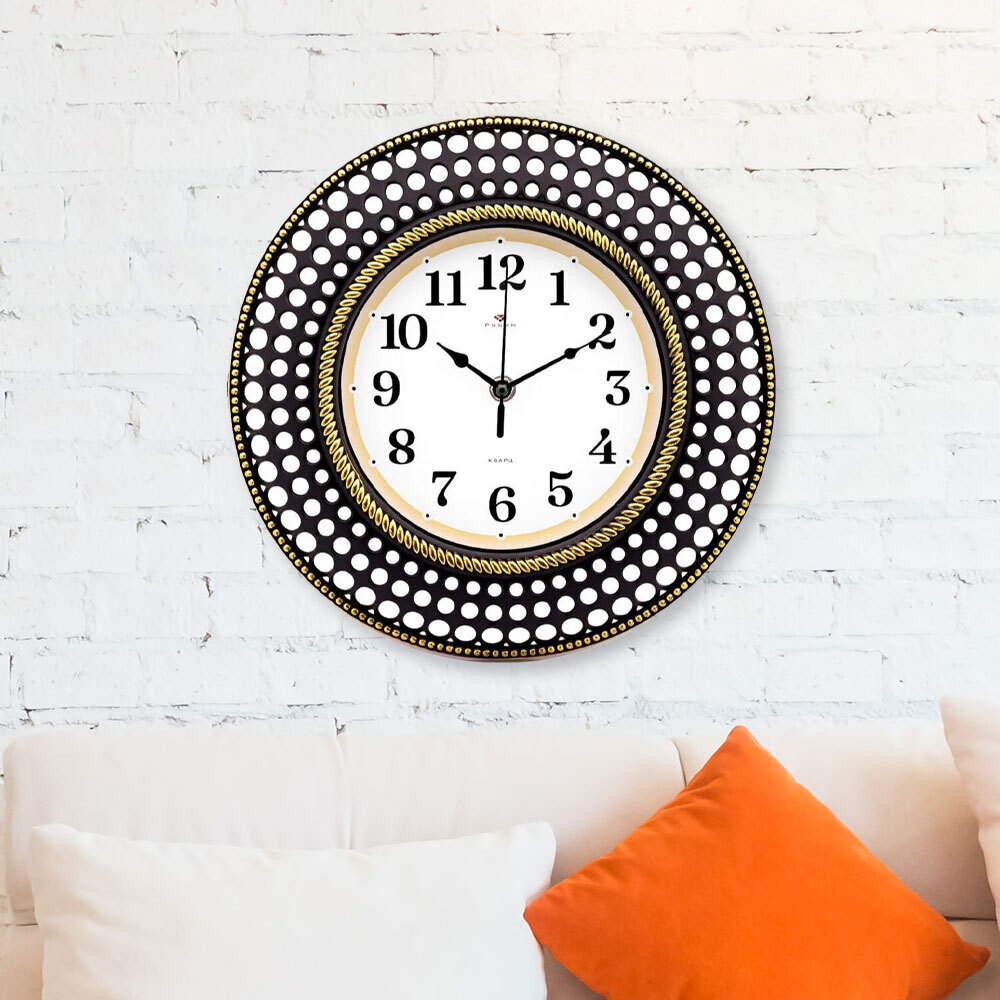 Часы настенные круглые d29см "Классика", корпус черный с золотом