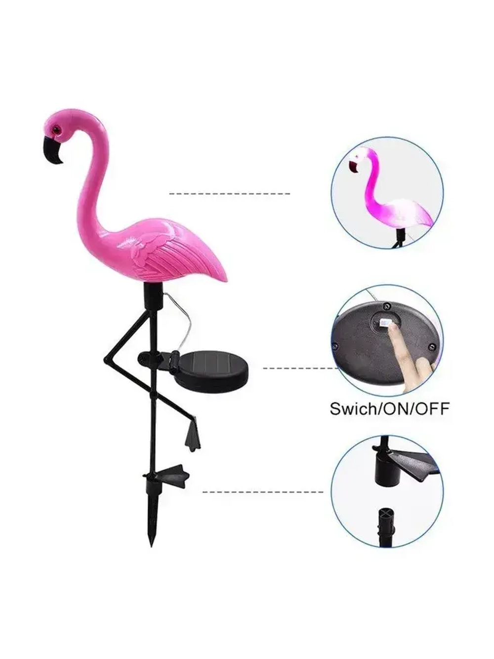 Светильник садовый на солнечной батарее уличный Фламинго, 3 шт. ламп