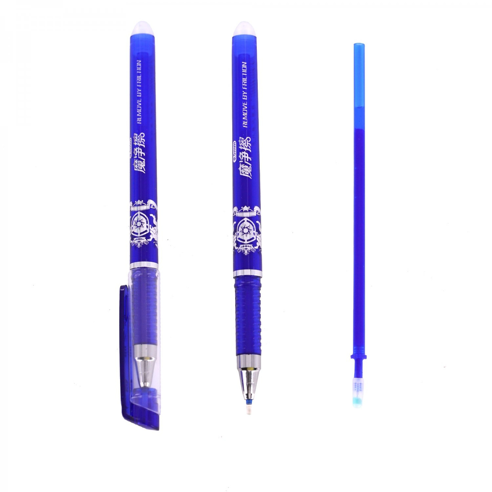 Набор ручка гелевая пиши-стирай Alingar, 2 шт+стержни 50 шт+2 ласт, 0,5 мм, синяя, игол. наконечник. круг. цв. пласт. корпус, карт. уп.