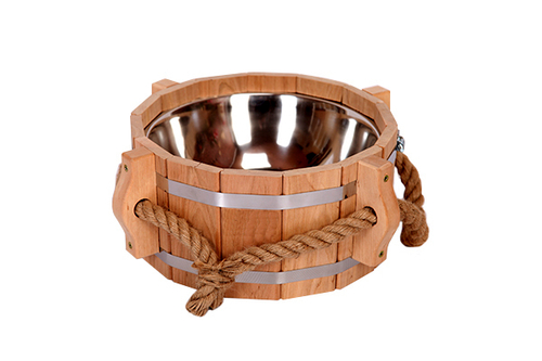 Шайка  5л. с нерж. вставкой, ручка канат (Дуб), арт. ШНК-Д5