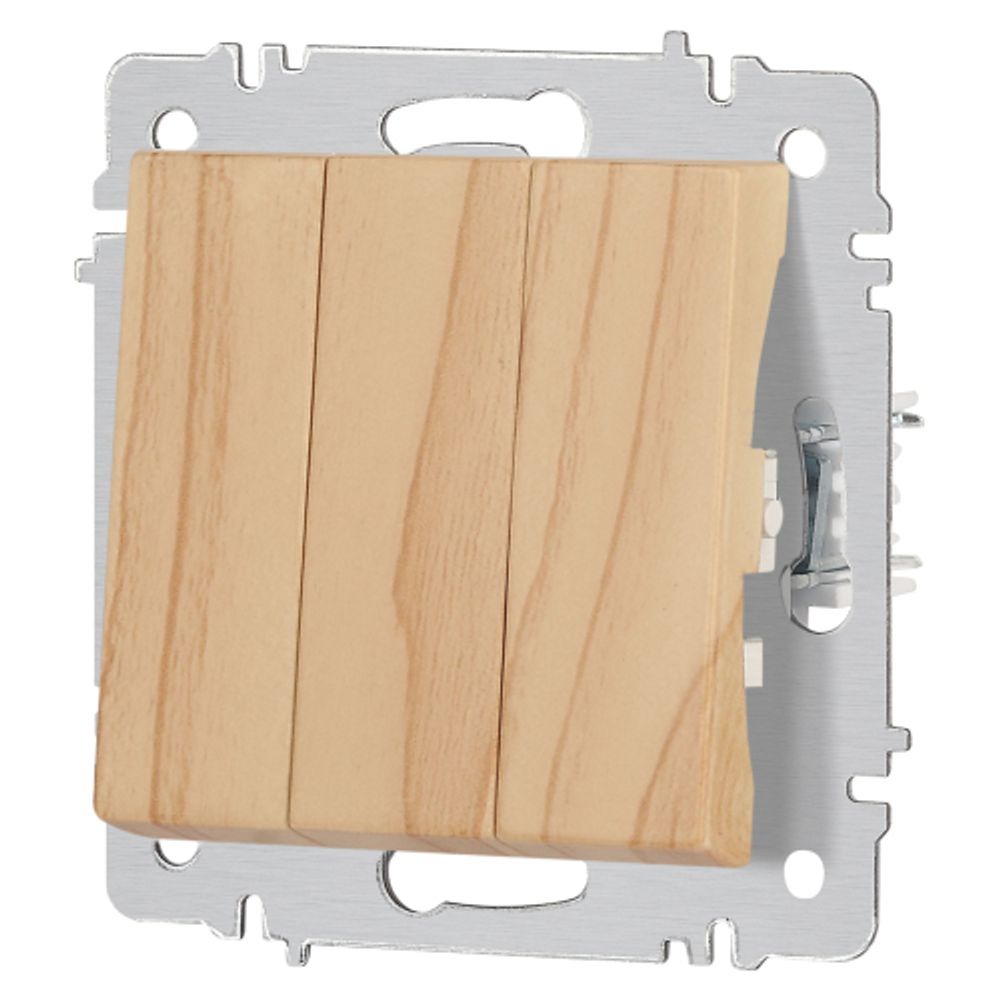 Выключатель Intro Accent 6-106-11 тройной, 10А-250В, IP20, СУ, AL/CU, сосна | Intro