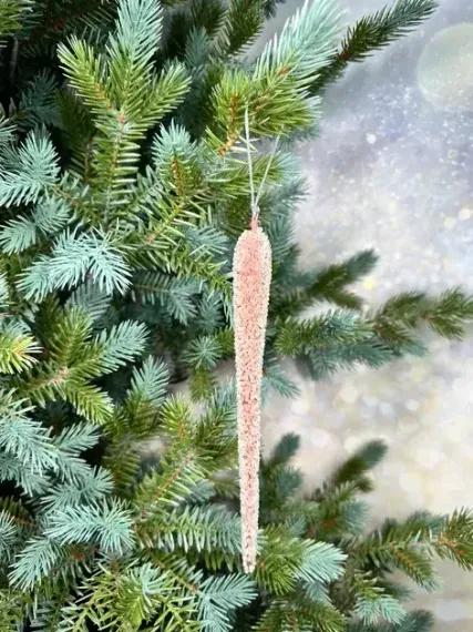 Сосулька Хрустальная капель 23 см., коралловый, 1 шт., Christmas DeLuxe (86607)