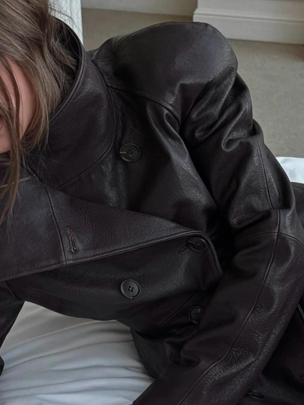 Кожаный тренч, Темно-Коричневый