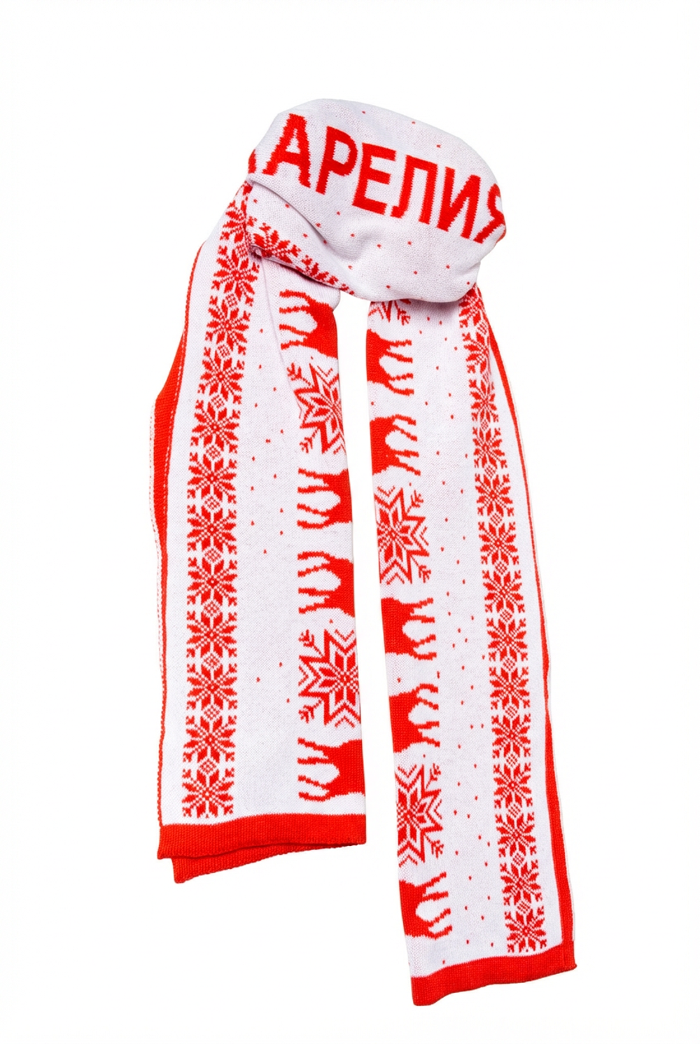 Вязаный шарф с карельскими узорами "Карелия"