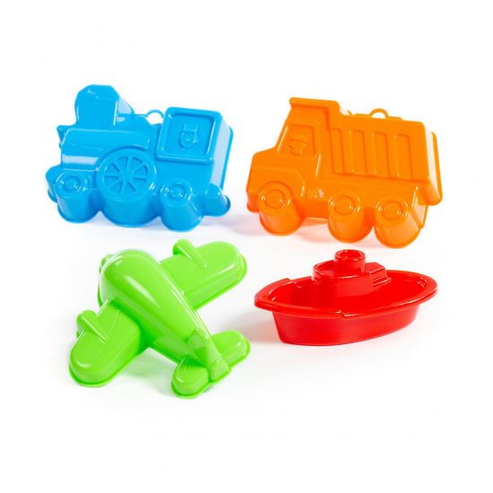 Набор №258: формочки (самосвал + паровоз + самолёт), кораблик Юнга