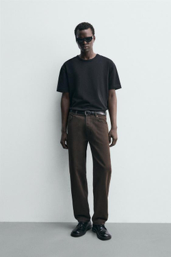 ZARA ДЖИНСЫ REGULAR FIT, КОРИЧНЕВЫЙ