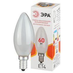 Лампочка ЭРА B36 60Вт Е14 / E14 230В накаливания свечка матовая