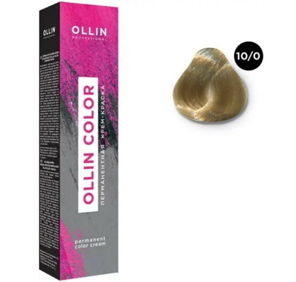 OLLIN COLOR 10/0 светлый блондин 60мл Перманентная крем-краска для волос
