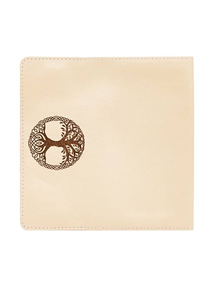 Фото функционального кошелька Древо жизни из молочной кожи, развернутый вид.