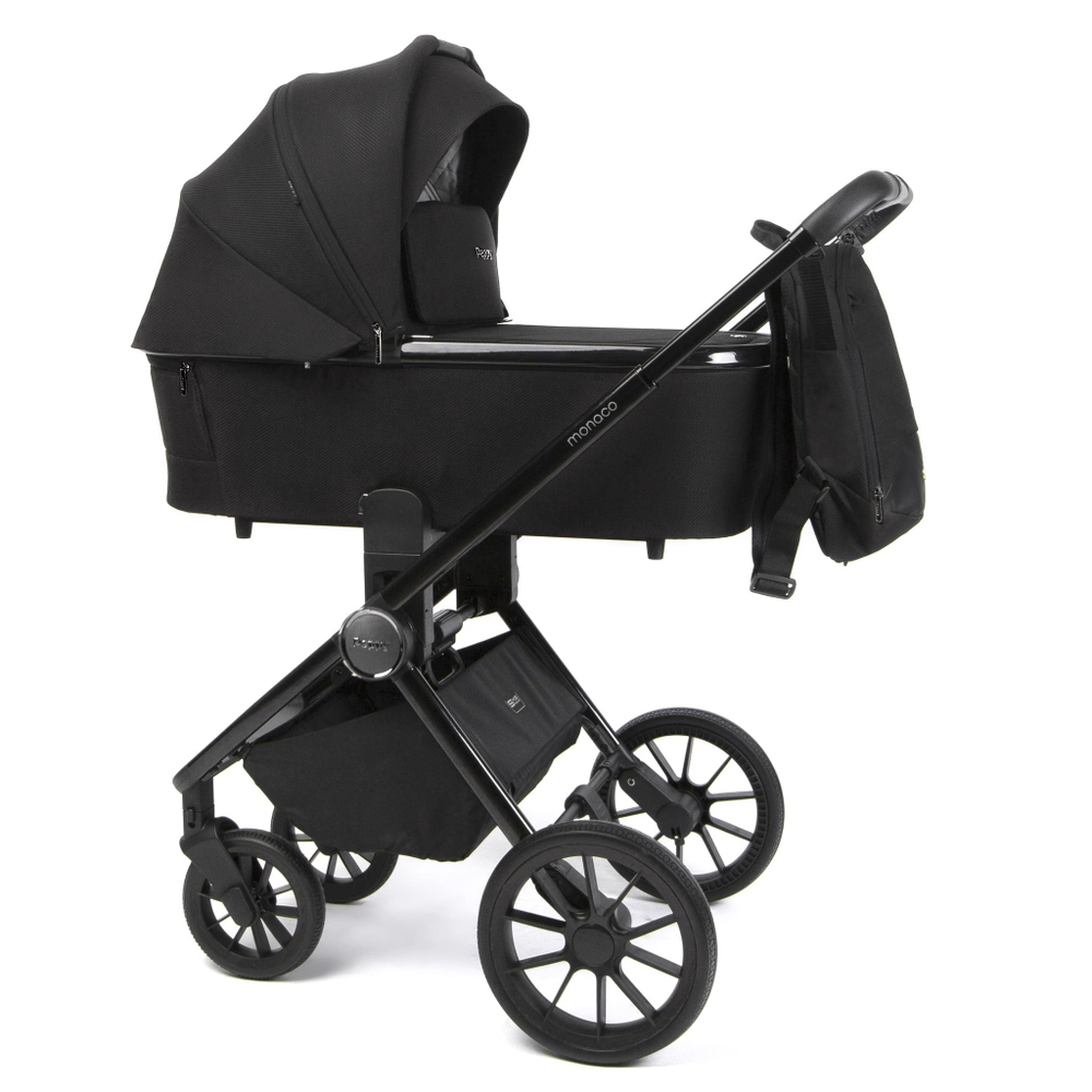 Коляска детская Peppy Monaco 2 в 1 Brilliant black (черный), рама черный глянец