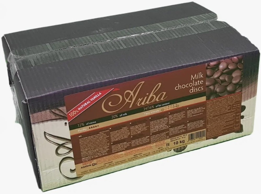 Шоколад ARIBA - "Молочный (34/36), Диски 32,5%" . 1 кг