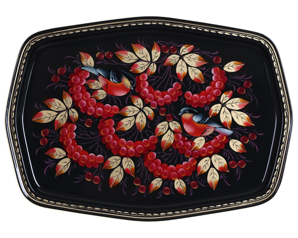 Жостовский поднос декоративный, размер 45х32 см (A18), металлический
