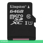 Карта памяти Kingston microSDHC 64GB microSDXC Class10 UHS-I Canvas Select (SDCS2/64GBSP)