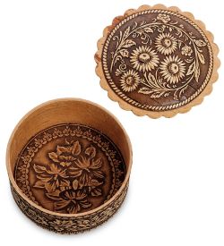 Народные промыслы BST-132/ 1 Шкатулка «Цветы» (береста)