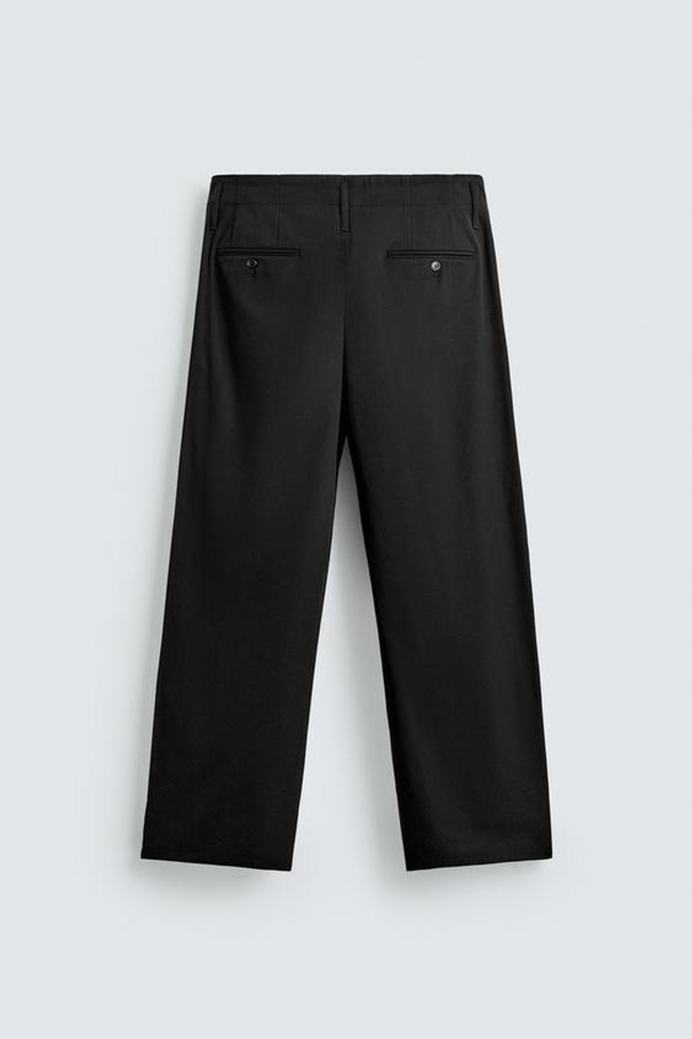 ZARA БРЮКИ СО СКЛАДКАМИ ИЗ ХЛОПКА И ВИСКОЗЫ, ЧЕРНЫЙ