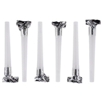 Карнавальные язычки гудки, Шумчики, Белый/Серебро, 11 см, 6 шт.