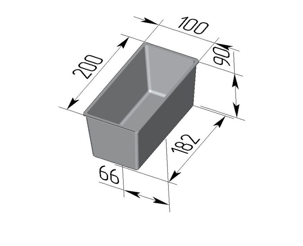 Тостерная форма для выпечки хлеба 200х100х90 мм