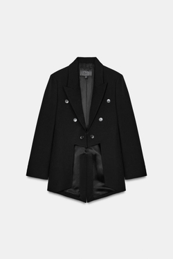 ZARA АСИММЕТРИЧНЫЙ БЛЕЙЗЕР — ZW COLLECTION, ЧЕРНЫЙ