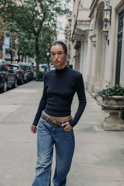 ZARA ТРИКОТАЖНЫЙ ТОП С ОТКРЫТОЙ СПИНОЙ, МОРСКОЙ СИНИЙ